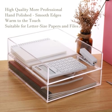Clear Acrylic Stackable Desk Organizer 2 Pack Office Home