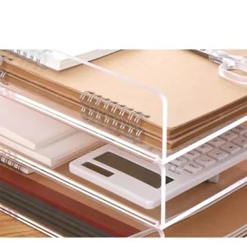 Clear Acrylic Stackable Desk Organizer 2 Pack Office Home