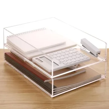 Clear Acrylic Stackable Desk Organizer 2 Pack Office Home