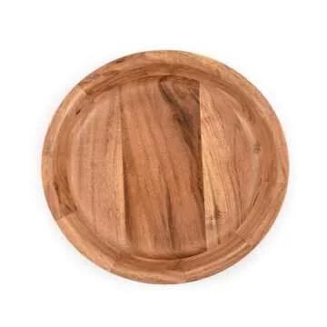 Kaizen Casa Wooden Round Serving Bowl for Kitchen Use