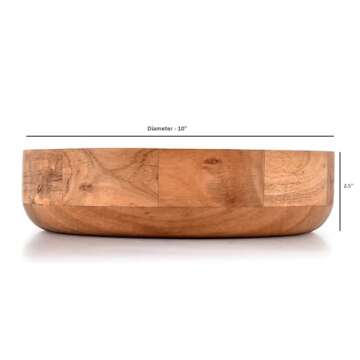 Kaizen Casa Wooden Round Serving Bowl for Kitchen Use