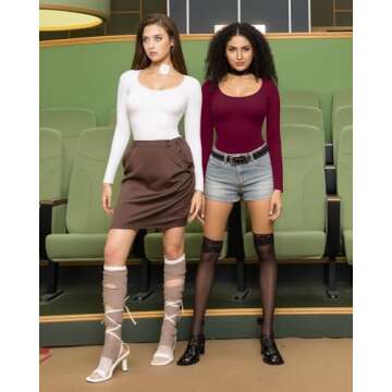 ALGALAROND Women’s Ribbed Long Sleeve Shirts in Burgundy