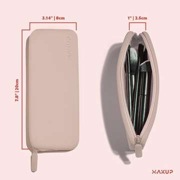 MAKUP Silicone Makeup Bag, Makeup Brush Holder with Zipper for Organizing Cosmetics, Makeup Brushes, Tools and Pencils, Washable Makeup Brush Holder Pouch for Travel (Nudist)