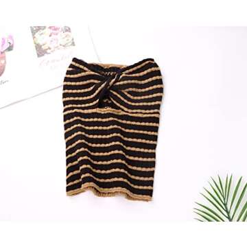 MISSACTIVER Women’s Striped Crisscross Knitted Crop Tube Top Sexy Hollow Out Sleeveless Strapless ...