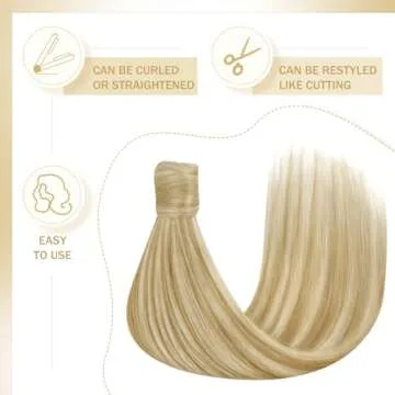 Ve Sunny Natural Blonde Ponytail Hair Extensions - Real Human Hair, Easy to Style, 80g, 20inch