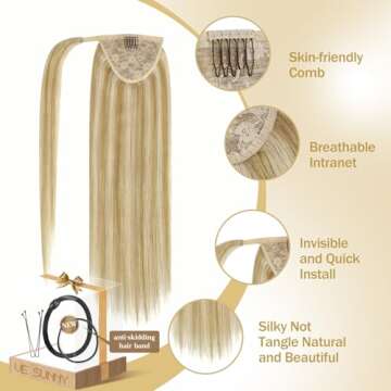 Ve Sunny Blonde Ponytail Extensions - Easy to Style Real Hair