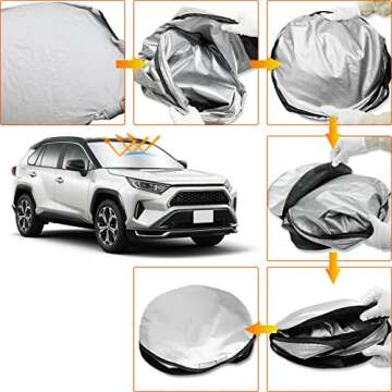 D-Lumina Windshield Sun Shade for 2013 2014 2015 2016 2017 2018 Toyota RAV4, Foldable Front Sun Visor Protector Blocks UV Rays, RAV-4 SUV Interior Accessories Pack & Unpack Easily