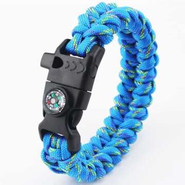 12pcs Pack Mix Colors 5/8" Compass Flint Scraper Fire Starter Whistle Buckle Plastic Paracord Bracel...