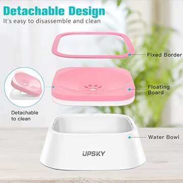 UPSKY Dog Bowl Dog Water Bowl No Spill Pet Water Bowl No Drip Slow Water Feeder Dog Bowl No-Slip Pet...