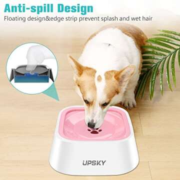 UPSKY Dog Bowl Dog Water Bowl No Spill Pet Water Bowl No Drip Slow Water Feeder Dog Bowl No-Slip Pet Water Dispenser 35oz Slow Drinking Bowl for Dogs and Cats