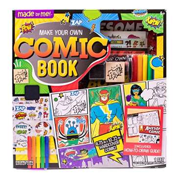 Made By Me Make Your Own Comic Book Storytelling Kit for Kids, 15-Page, Hardcover, How-to Draw Instr...
