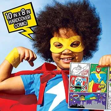 Made By Me Make Your Own Comic Book Storytelling Kit for Kids, 15-Page, Hardcover, How-to Draw Instructional Guide, Comic Inspired Stickers & Stamp, Holographic Stickers, 5 Vibrant Markers