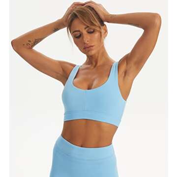 TomTiger Women Sports Bra for High Impact Workouts - Blue, M