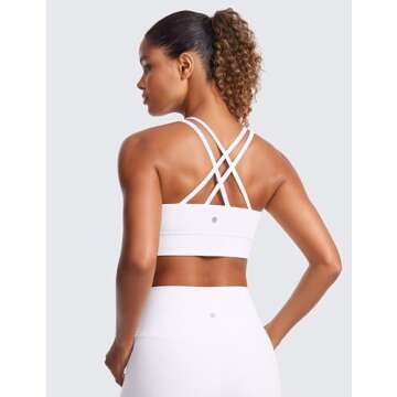 CRZ YOGA Womens Butterluxe Strappy Longline Sports Bra - Molded Cup Double Spaghetti Strap Workout Y...