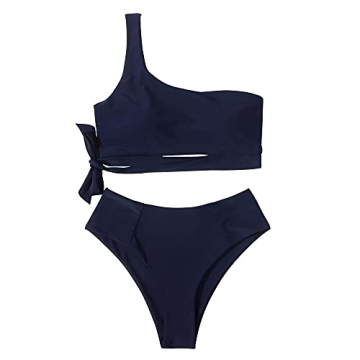 Stylish MOOSLOVER Women One Shoulder High Waisted Bikini