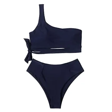 Stylish MOOSLOVER Women One Shoulder High Waisted Bikini