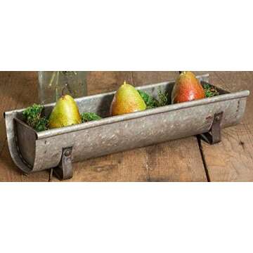 CTW 770009 Decorative Metal Chicken Feeder Tabletop Planter Tray, Galvanized Steel, Rustic Farmhouse...
