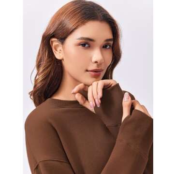 PINSPARK Two Piece Sweatsuit Sets for Women 2024 Fall Oversized Tracksuits Matching Set Cozy Lounge Set Fleece Sweatshirt Thumbholes Cargo Sweatpants with Pockets, Brown XL