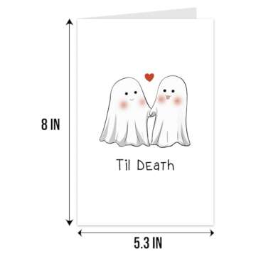 Qiliji Cute Ghost Wedding Card, Halloween Anniversary Card for Couple, Bridal Shower Card for Bride,...
