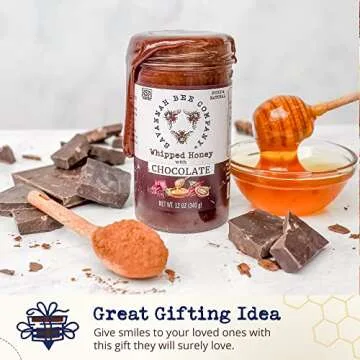 Whipped Honey Gift Set by Savannah Bee - Creamy, Smooth, Spreadable and absolutely Delicious - 100% Natural and Pure Honey - 12 Oz (Cinnamon and Chocolate)