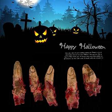 IronBuddy Bloody Fake Fingers Realistic Severed Fingers Horror Scary Prank Toys Fingers Props, Halloween Decorations Props, 5 Fingers (No Rope)