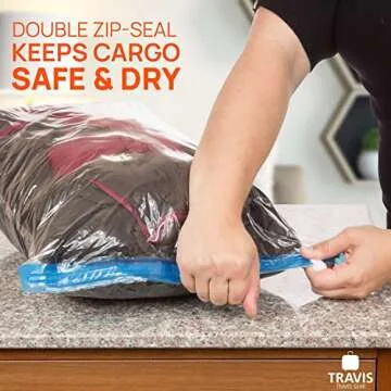 Travel Compression Bags - No Vacuum Needed, Reusable 2 Pack