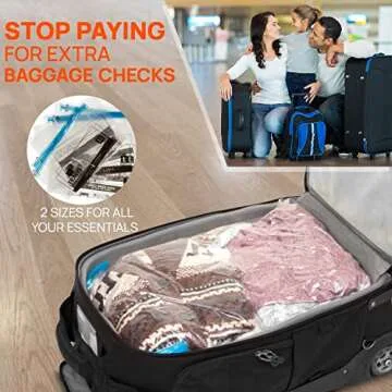 Travel Compression Bags - No Vacuum Needed, Reusable 2 Pack