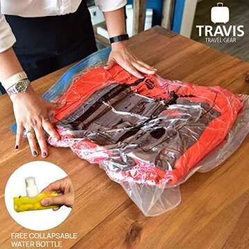 Travel Compression Bags - No Vacuum Needed, Reusable 2 Pack