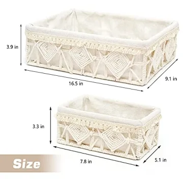DUOER Macrame Storage Basket Set - Organize in Style