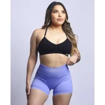 AUROLA Power Scrunch Butt Workout Shorts for Women Seamless Gym Shorts High Waist Tummy Control Yoga Biker Shorts,Jacaranda,M