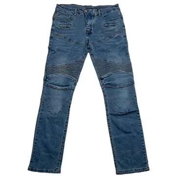 Motorcycle Armour Denim Pants with Protective Pads in Blue