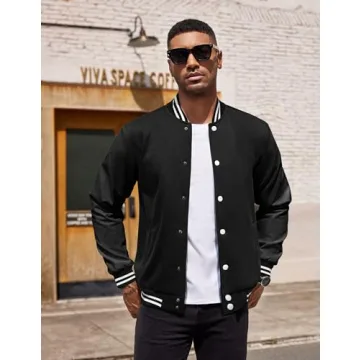 Versatile COOFANDY Varsity Jacket for Men - Comfort & Style