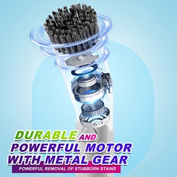 Handheld Electric Spin Scrubber with 5 Replaceable Brush Heads & Drawstring Pocket, Cordless Electric Bathroom Scrubber Rechargeable Shower Cleaning Brush for Bathtub Kitchen Tile Grout Car Dish Shoes