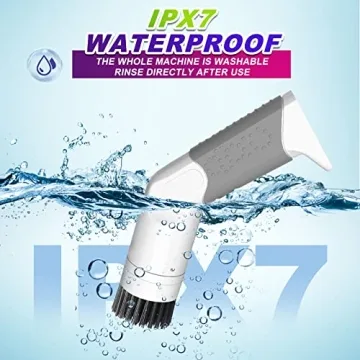 Handheld Electric Spin Scrubber with 5 Replaceable Brush Heads & Drawstring Pocket, Cordless Electric Bathroom Scrubber Rechargeable Shower Cleaning Brush for Bathtub Kitchen Tile Grout Car Dish Shoes