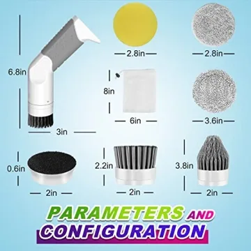 Handheld Electric Spin Scrubber with 5 Replaceable Brush Heads & Drawstring Pocket, Cordless Electric Bathroom Scrubber Rechargeable Shower Cleaning Brush for Bathtub Kitchen Tile Grout Car Dish Shoes