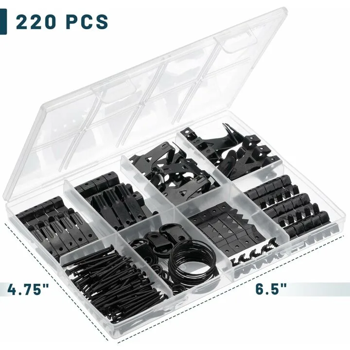 Mr. Pen 220pc Picture Hanging Kit - Black Hangers & Hooks