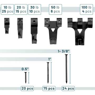 Mr. Pen 220pc Picture Hanging Kit - Black Hangers & Hooks
