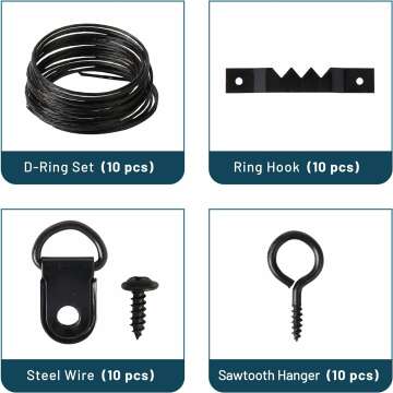 Mr. Pen 220pc Picture Hanging Kit - Black Hangers & Hooks