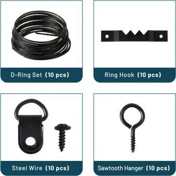 Mr. Pen 220pc Picture Hanging Kit - Black Hangers & Hooks