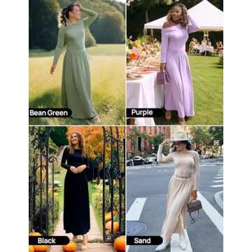 ZESICA Women's Elegant Long Sleeve Maxi Dress with Pockets