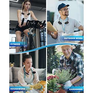 YALTOON Neck Fan, Hand Free Portable Neck Fans For Women, Kids, and Men, 3 Speed Adjustable Hanging Around Necklace Fan, Rechargeable Battery Operated Wearable Fan Personal Fans Cooling Neck Fan