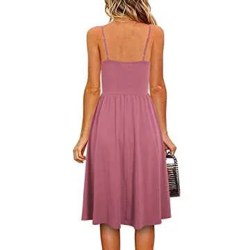 YATHON Casual Dresses for Women Sleeveless Cotton Summer Beach Dress A Line Spaghetti Strap Sundress...