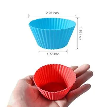 2.8" Silicone Cupcake Liners Pack of 12+4, Cooking Cupcakes Baking Cups Muffin Cups Pans Molds for Baking Tools,kitchen Accessories Cup,Silicon Egg CupsSilicon Liner (Buy one set, give 4 pack.)