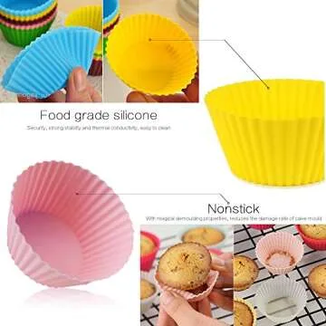 2.8" Silicone Cupcake Liners Pack of 12+4, Cooking Cupcakes Baking Cups Muffin Cups Pans Molds for Baking Tools,kitchen Accessories Cup,Silicon Egg CupsSilicon Liner (Buy one set, give 4 pack.)