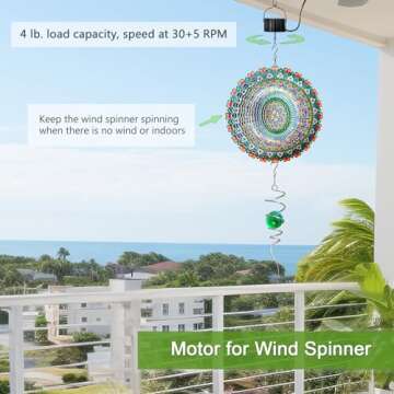 Eiryhope Mirror Disco Ball Motor Plug in Socket Electric Operated Motor Hanging Display Motor for Revolving Wind Spinner Chime Sun Catcher, Rotating for Home Ornament Garden Decoration Outdoor Décor