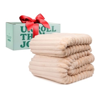 GO Premium Cozy Soft Fleece King Blanket - Beige 90x108 Inch