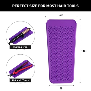 ZAXOP Resistant Silicone Mat Pouch for Flat Iron, Curling Iron,Hot Hair Tools (Purple)