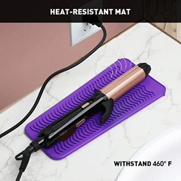 ZAXOP Resistant Silicone Mat Pouch for Flat Iron, Curling Iron,Hot Hair Tools (Purple)
