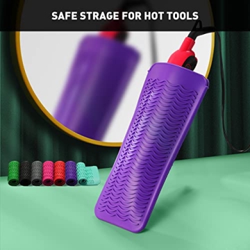 ZAXOP Resistant Silicone Mat Pouch for Flat Iron, Curling Iron,Hot Hair Tools (Purple)