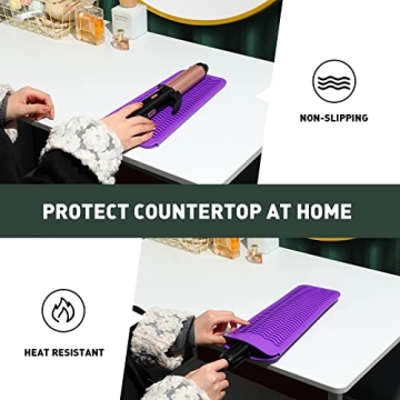 ZAXOP Resistant Silicone Mat Pouch for Flat Iron, Curling Iron,Hot Hair Tools (Purple)